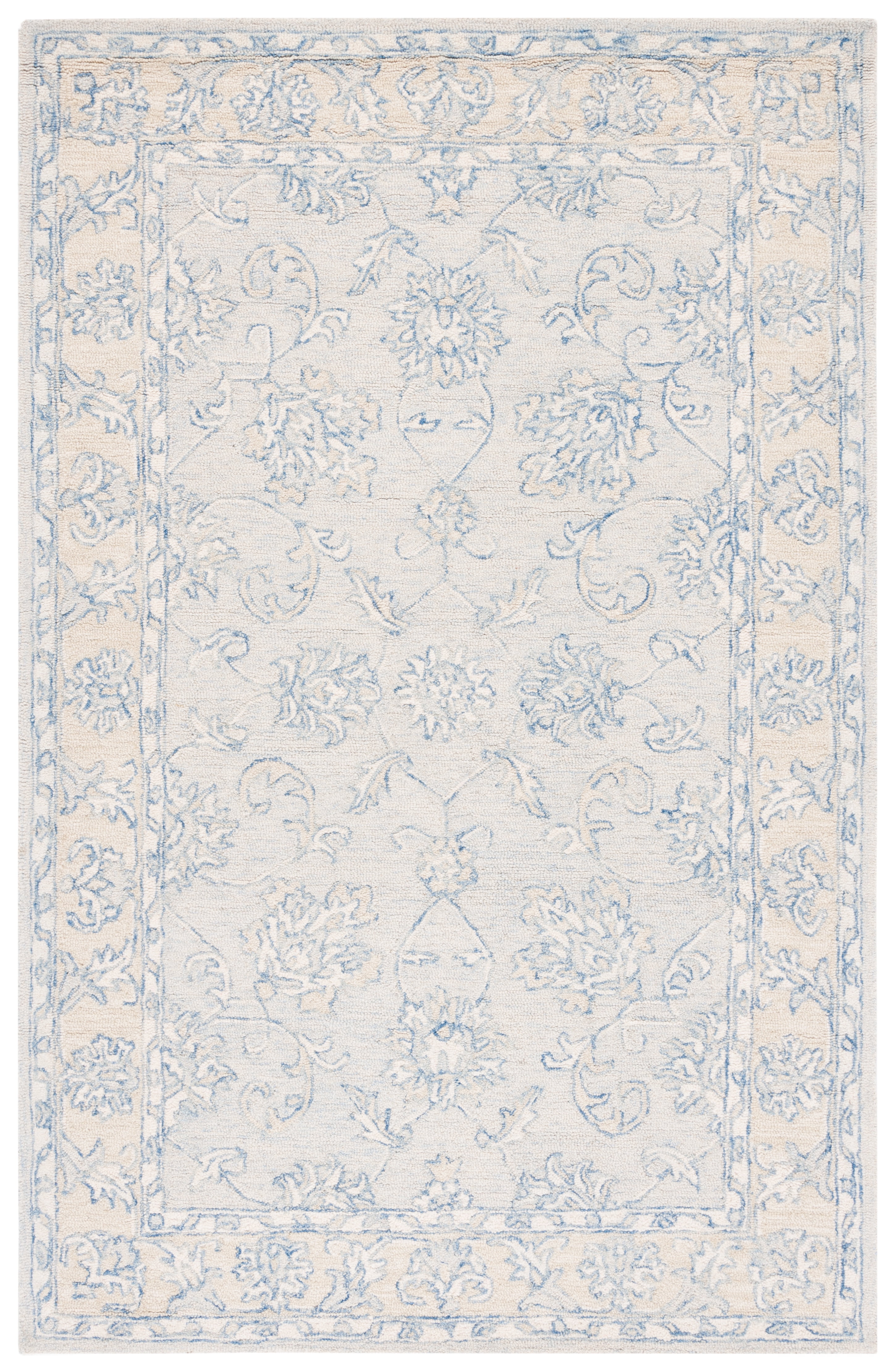 SAFAVIEH Micro-Loop Calista Oriental Area Rug, Blue/Beige, 6' x 9'
