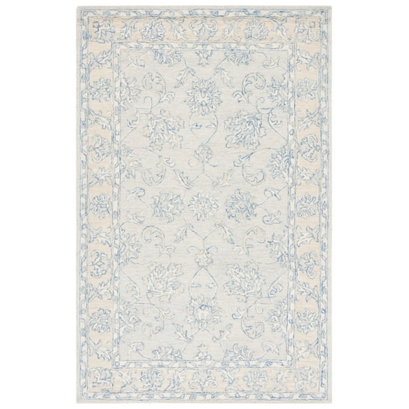 SAFAVIEH Micro-Loop Calista Oriental Area Rug, Blue/Beige, 6' x 9'
