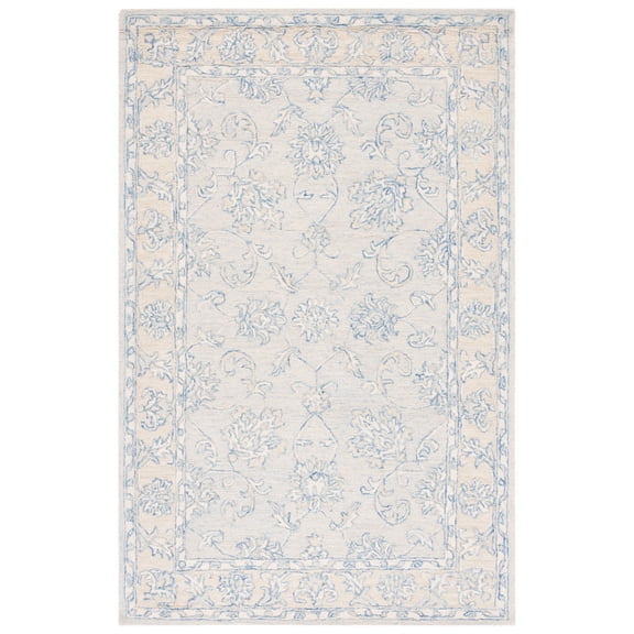 SAFAVIEH Micro-Loop Calista Oriental Area Rug, Blue/Beige, 6' x 9'