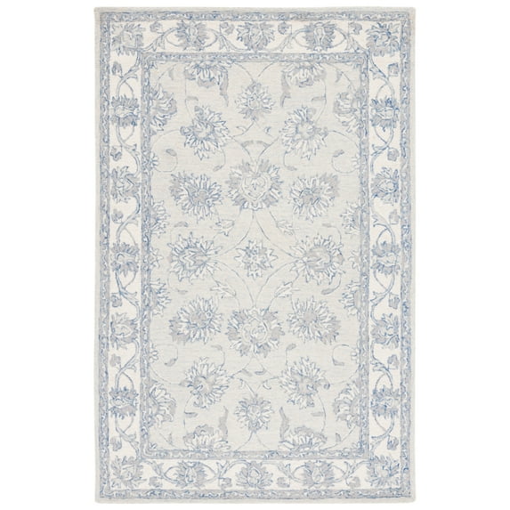 SAFAVIEH Micro-Loop Larry Oriental Area Rug, Light Blue/Ivory, 6' x 9'