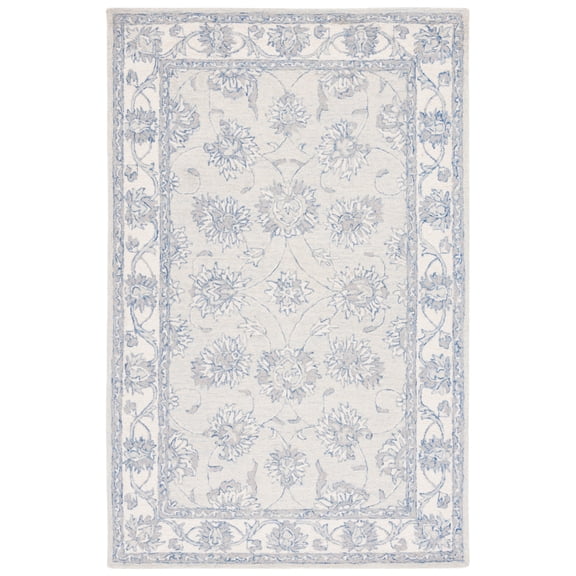 SAFAVIEH Micro-Loop Larry Oriental Area Rug, Light Blue/Ivory, 6' x 9'
