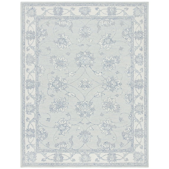 SAFAVIEH Micro-Loop Larry Oriental Area Rug, Light Blue/Ivory, 9' x 12'