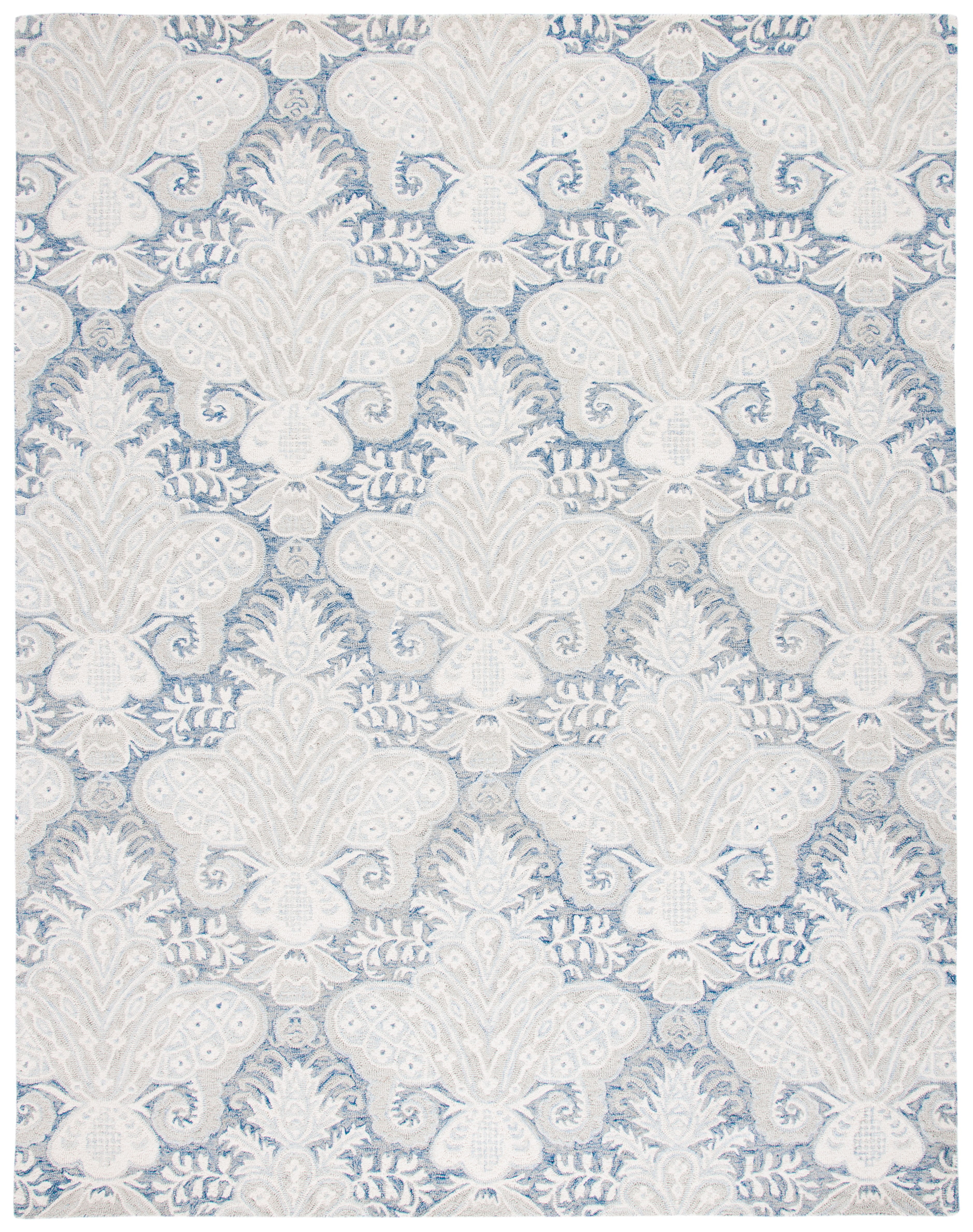 Blue and Ivory Hand-Tufted Wool 8' x 10' Area Rug
