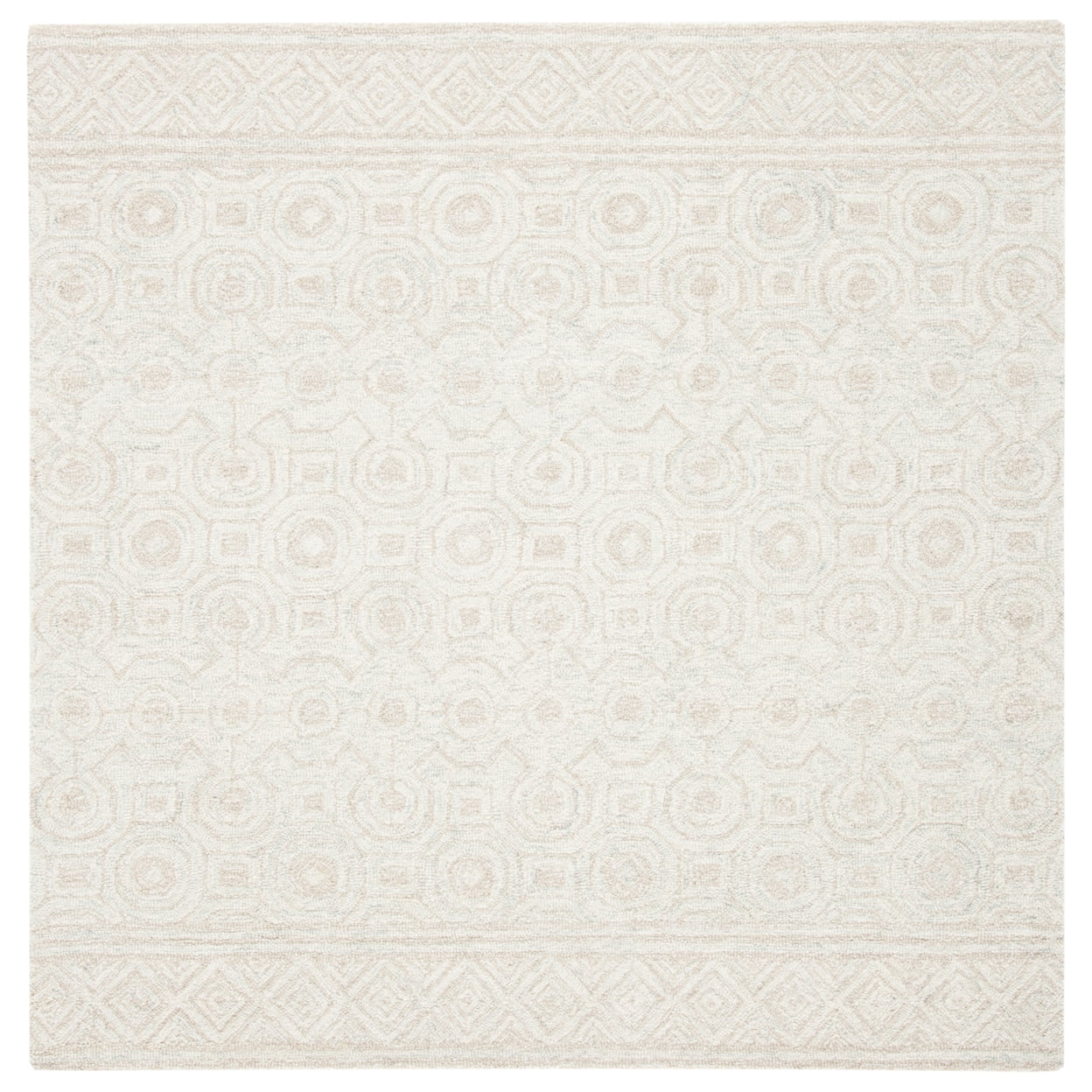 Ivory Hand-Tufted Wool Square Area Rug