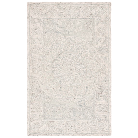 SAFAVIEH Micro-Loop Mana Medallion Area Rug, Light Blue/Beige, 3' x 5'
