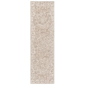 SAFAVIEH Micro-Loop Mana Medallion Runner Rug, Brown/Light Blue, 2'3" x 8'