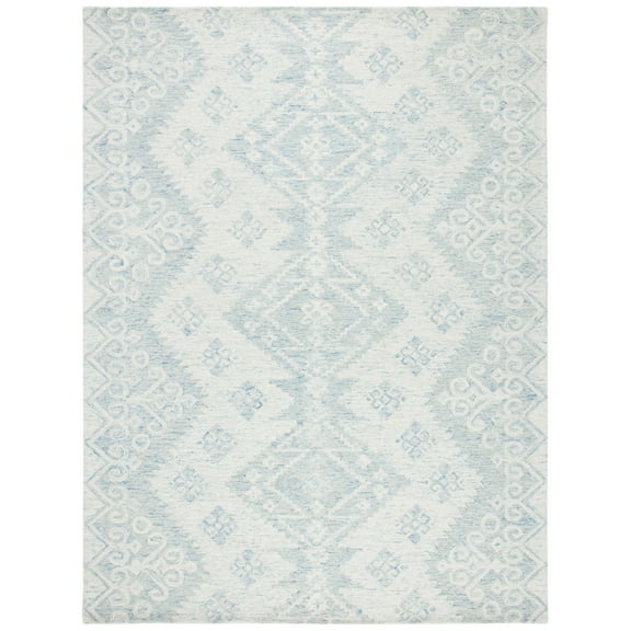 SAFAVIEH Micro-Loop Margaret Geometric Striped Area Rug, Ivory/Blue, 4' x 6'