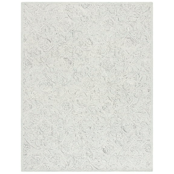SAFAVIEH Micro-Loop Marina Floral Wool Area Rug, Grey/Ivory, 8' x 10'