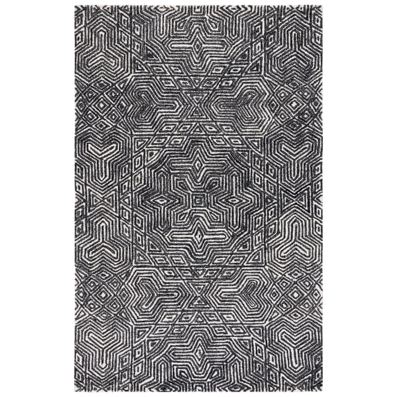 SAFAVIEH Micro-Loop Marvyn Medallion Area Rug, Ivory/Black, 6' x 9'
