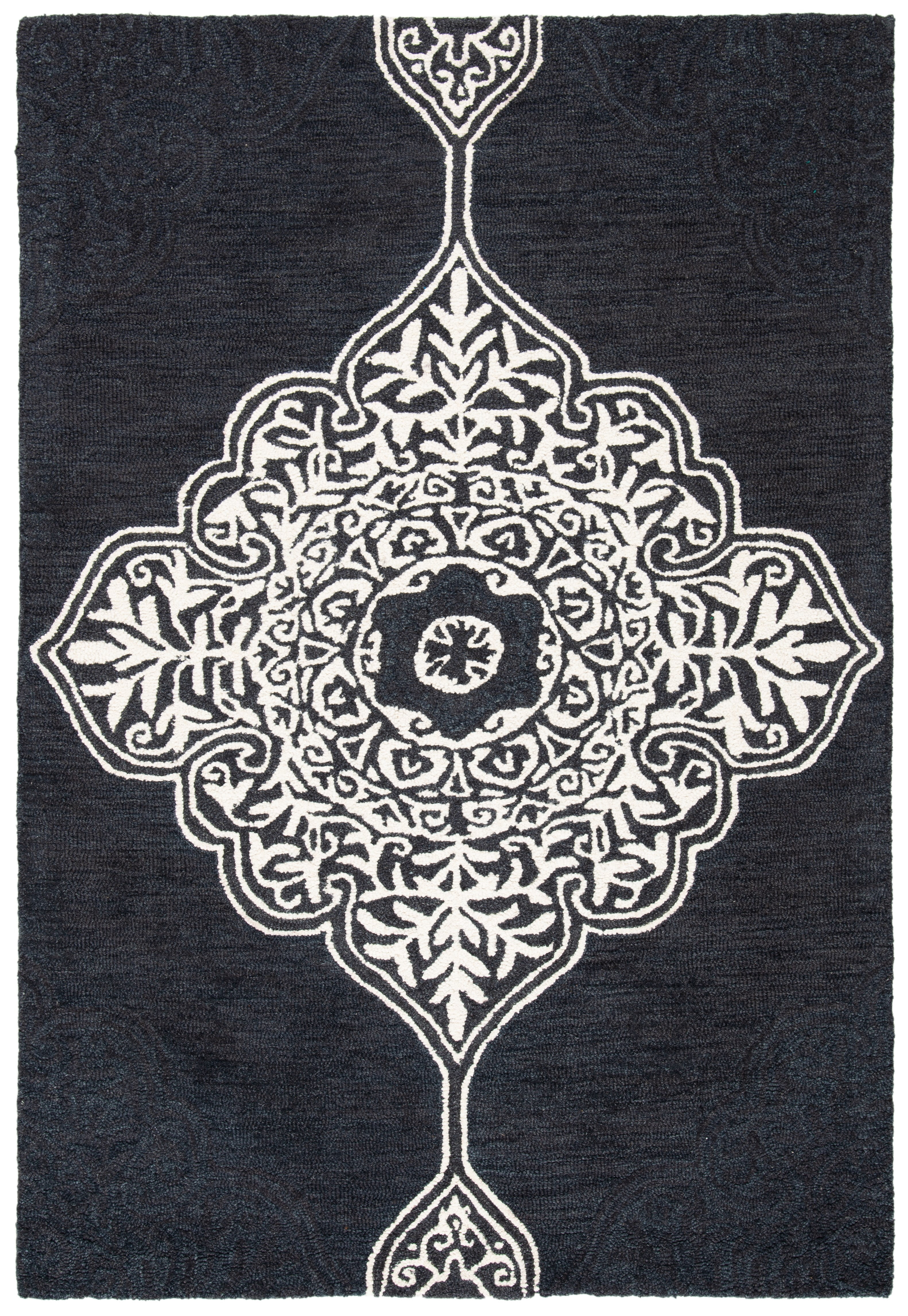 SAFAVIEH Micro-Loop Mira Geometric Wool Area Rug, Charcoal, 4' x 6'