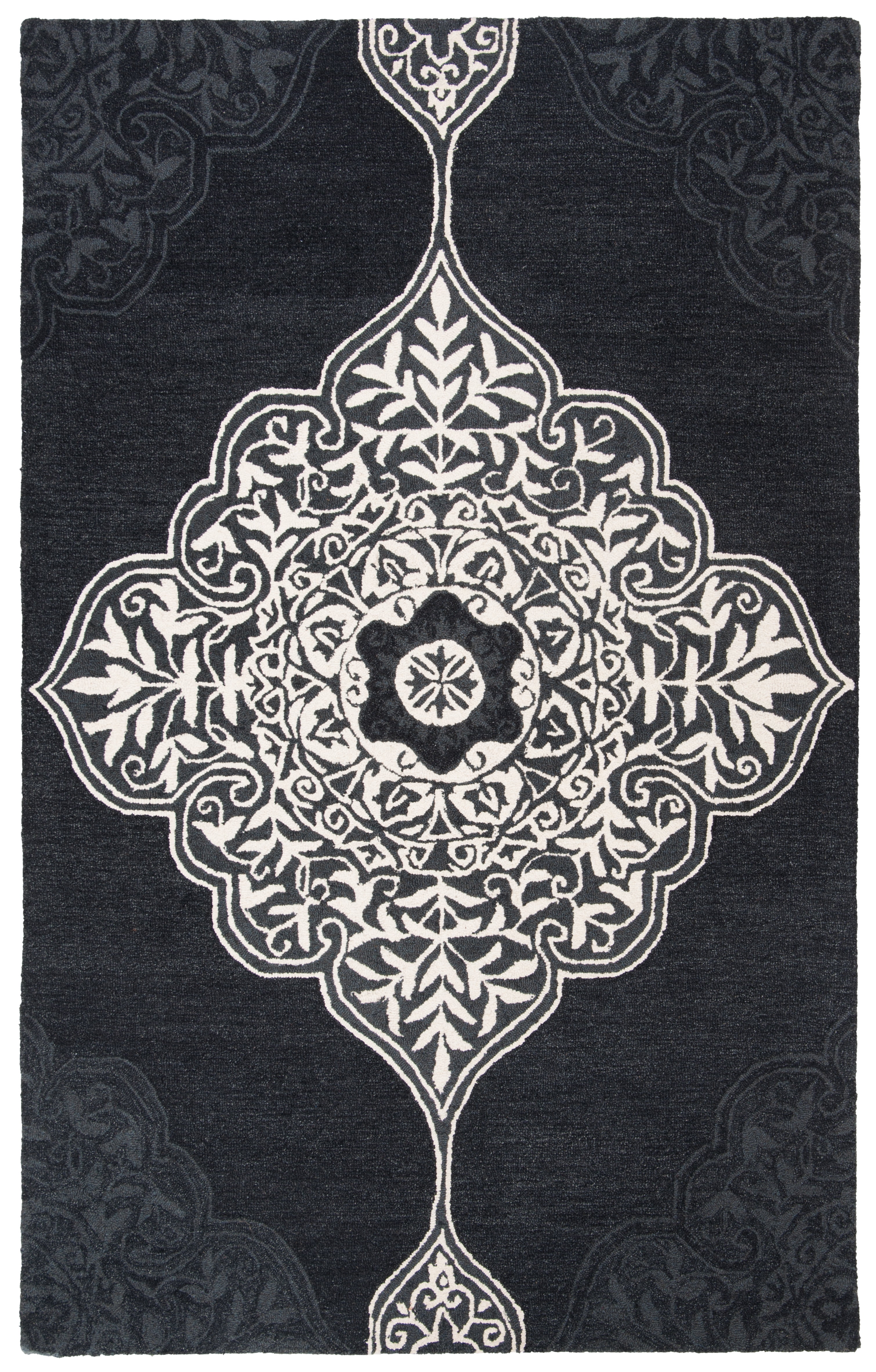 SAFAVIEH Micro-Loop Mira Geometric Wool Area Rug, Charcoal, 8' x 10'