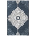 thumbnail image 1 of SAFAVIEH Micro-Loop Mira Geometric Wool Area Rug, Grey/Navy, 5' x 8', 1 of 7