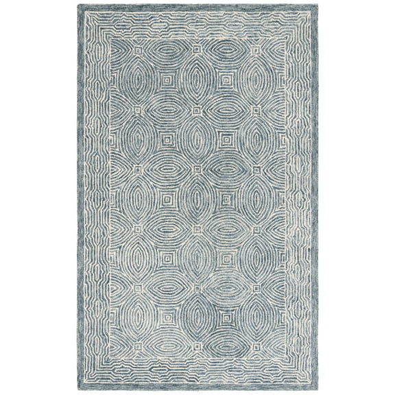 SAFAVIEH Micro-Loop Norton Bordered Area Rug, Navy/Ivory, 3' x 5'