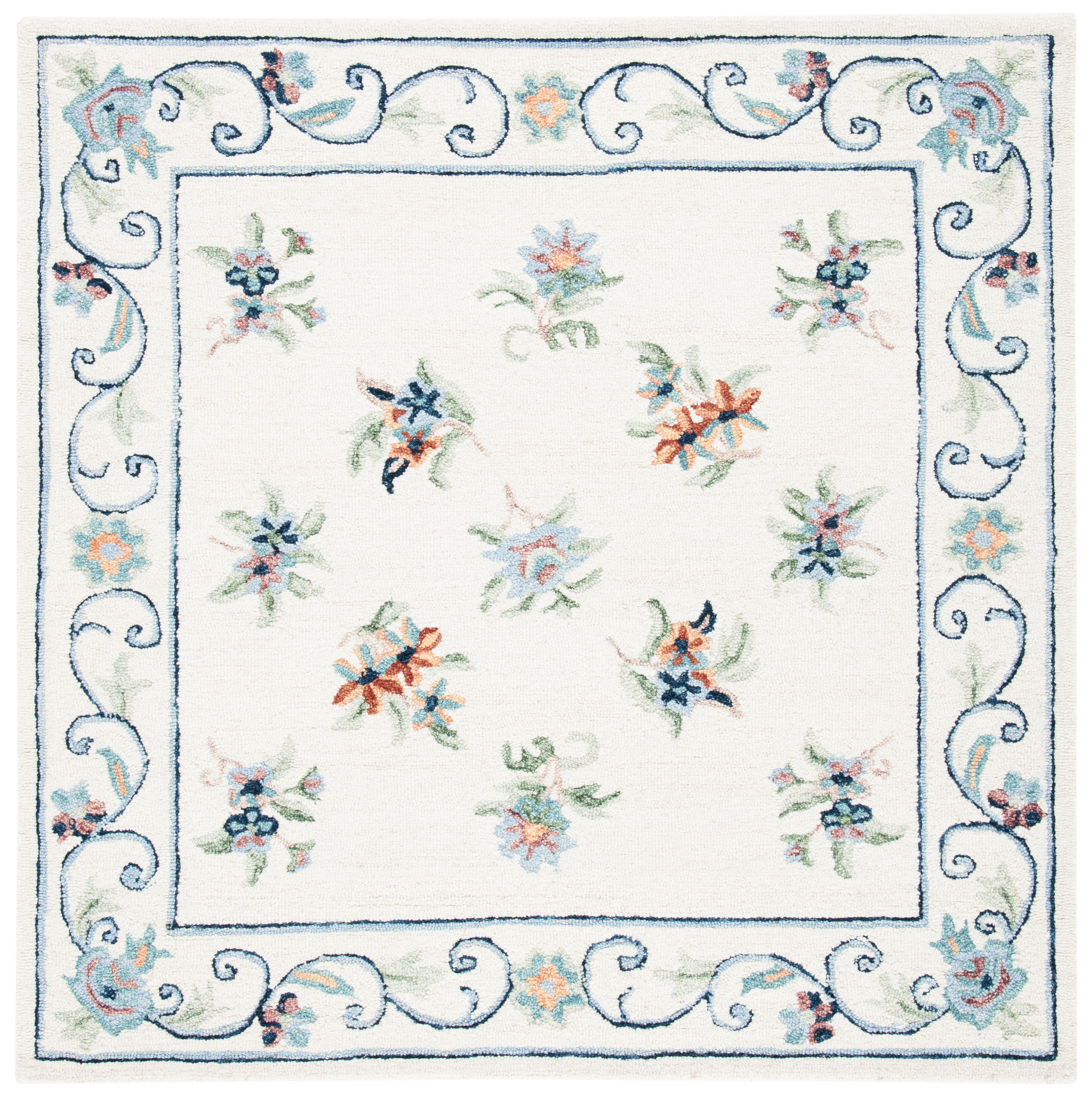 SAFAVIEH Micro-Loop Noweel Diamond Area Rug, Ivory/Grey, 5' x 5' Square