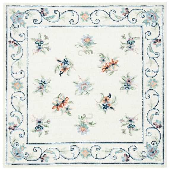 SAFAVIEH Micro-Loop Noweel Diamond Area Rug, Ivory/Grey, 5' x 5' Square