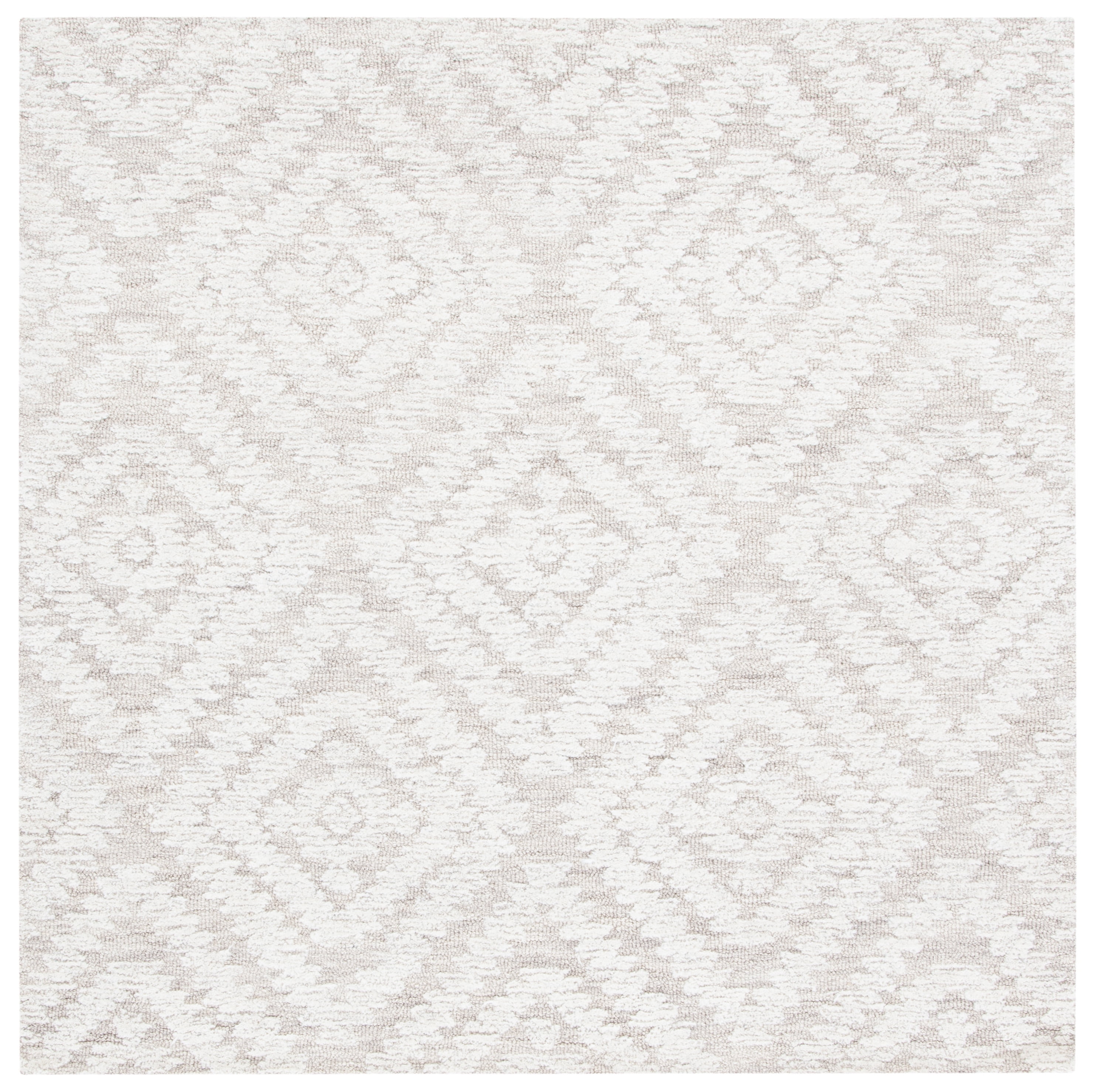 Elegant Hand-Tufted Wool Square Rug in Beige and Brown