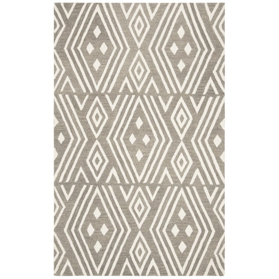 SAFAVIEH Micro-Loop Orlando Geometric Diamonds Area Rug, Grey/Ivory, 4' x 6'