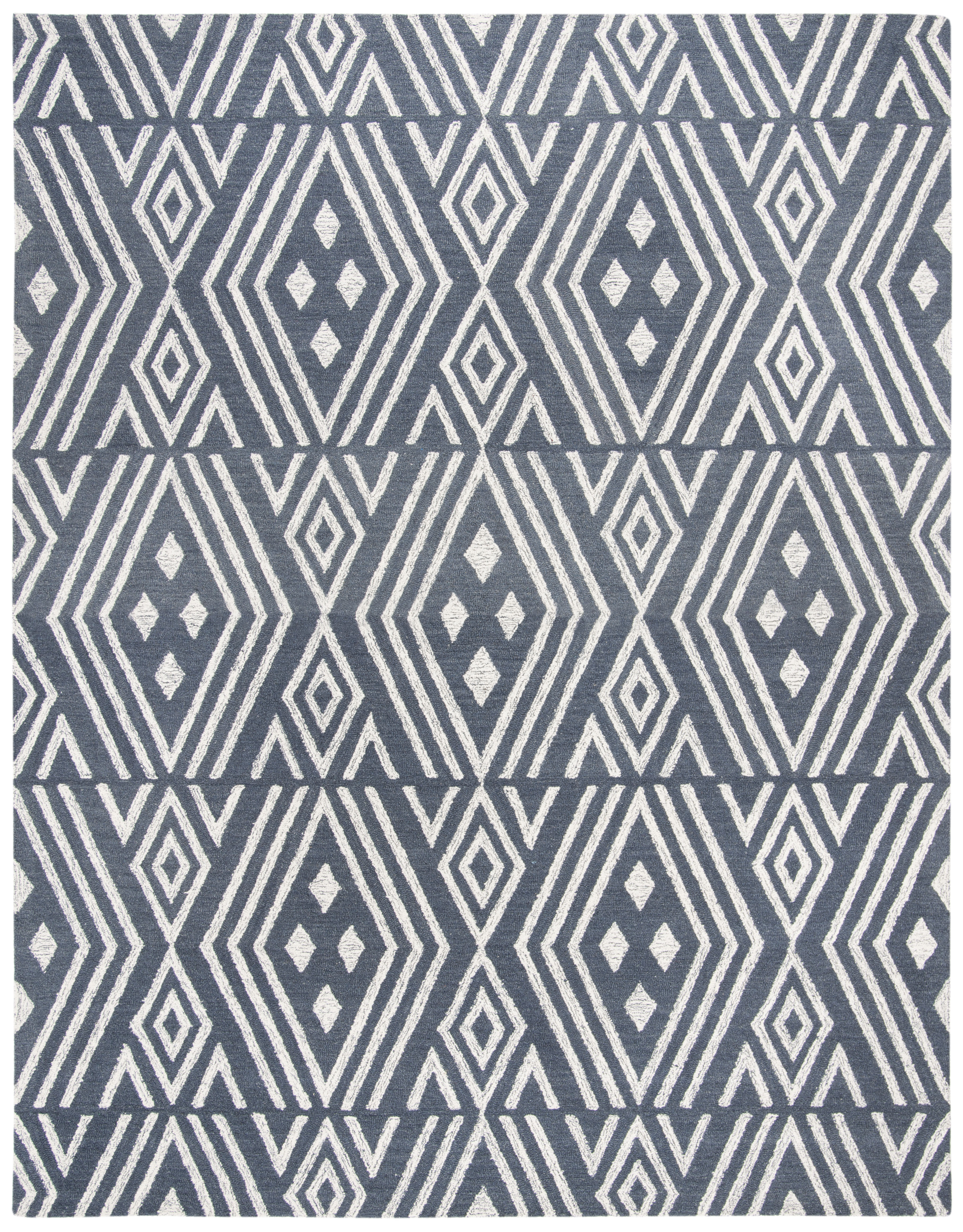 SAFAVIEH Micro-Loop Orlando Geometric Diamonds Area Rug, Navy/Blue, 8' x 10'