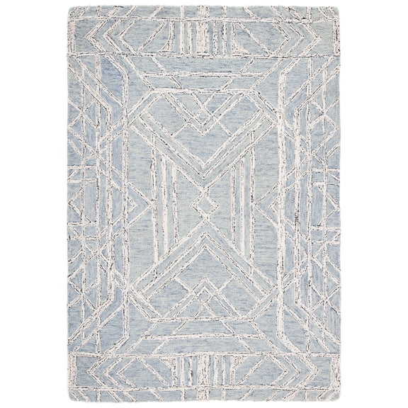 SAFAVIEH Micro-Loop Randall Geometric Area Rug, Light Blue/Ivory, 4' x 6'