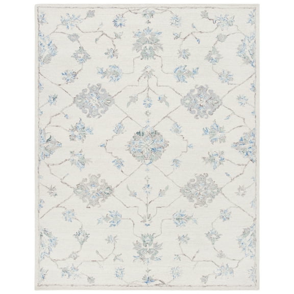 SAFAVIEH Micro-Loop Raschelle Floral Area Rug, Ivory/Grey, 8' x 10'