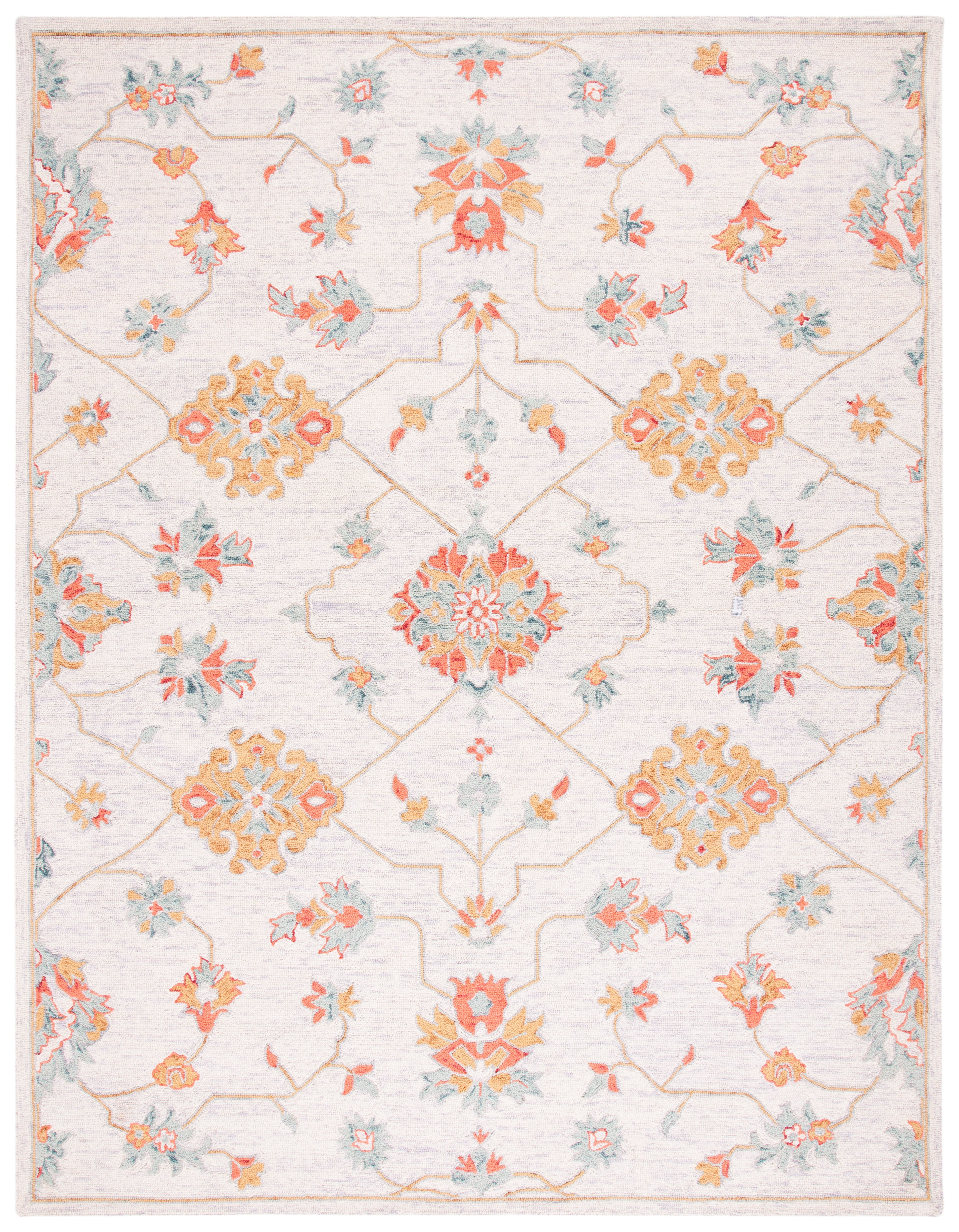 SAFAVIEH Micro-Loop Raschelle Floral Area Rug, Silver/Red, 8' x 10'