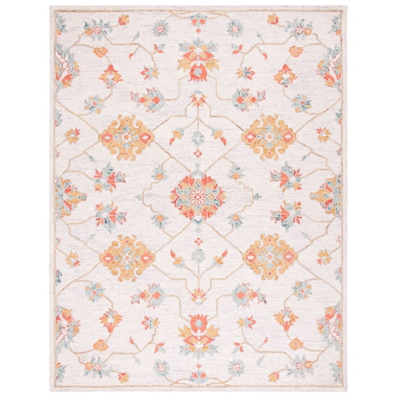 SAFAVIEH Micro-Loop Raschelle Floral Area Rug, Silver/Red, 8' x 10'