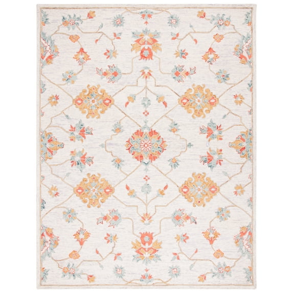 SAFAVIEH Micro-Loop Raschelle Floral Area Rug, Silver/Red, 9' x 12'