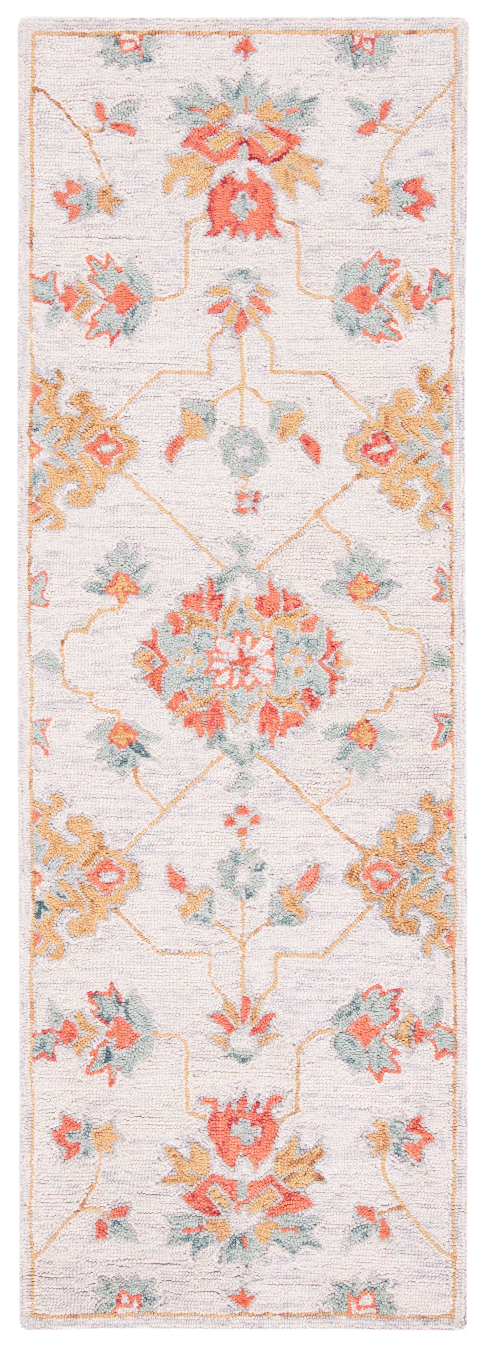 SAFAVIEH Micro-Loop Raschelle Floral Runner Rug, Silver/Red, 2'3" x 7'