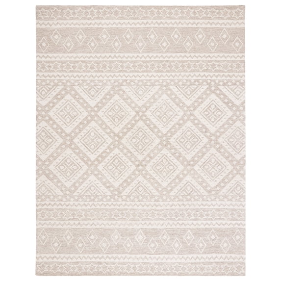 SAFAVIEH Micro-Loop Regis Geometric Area Rug, Beige/Ivory, 10' x 14'