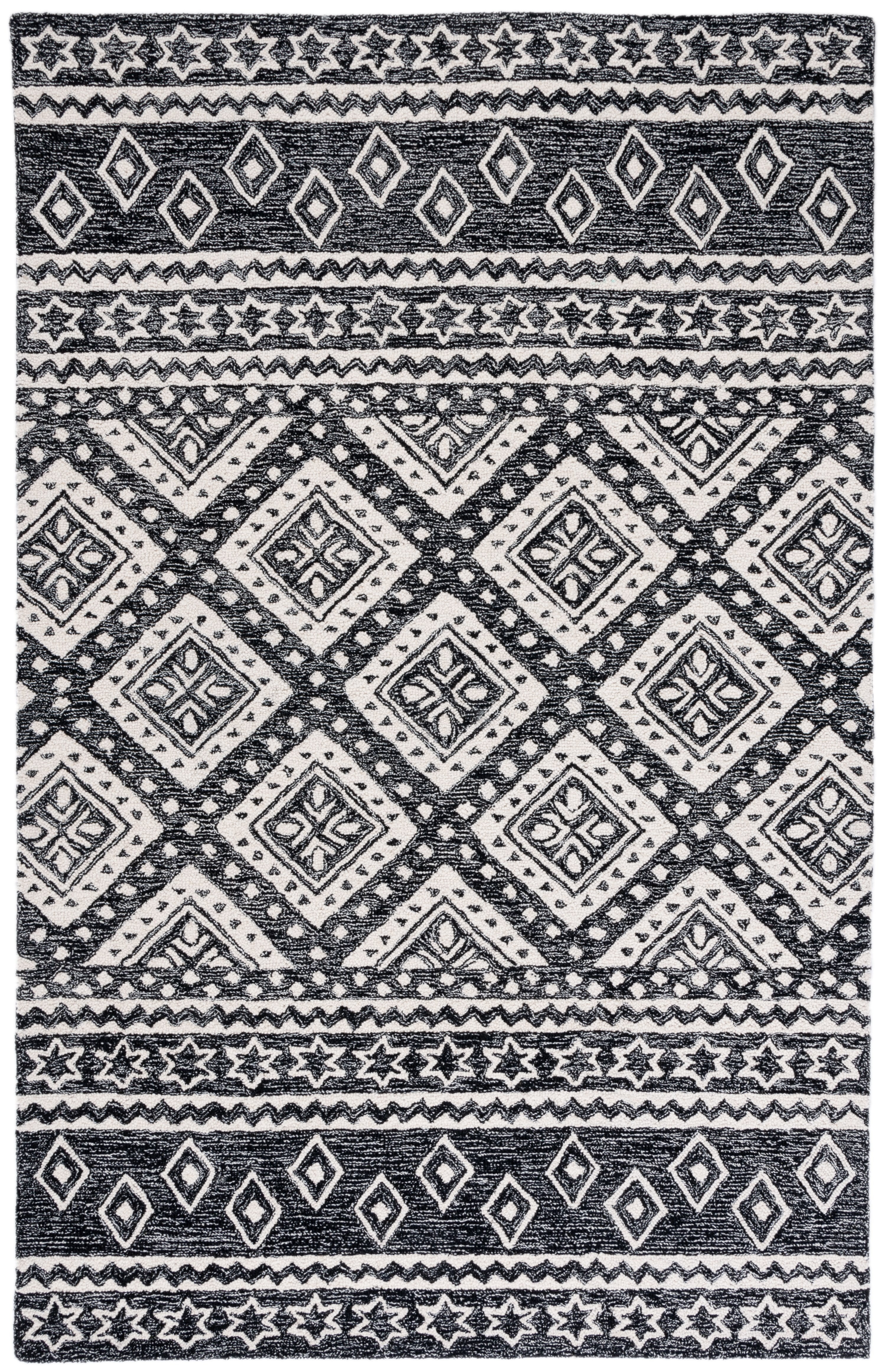 SAFAVIEH Micro-Loop Regis Geometric Area Rug, Black/Grey, 3' x 5'