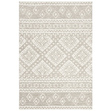 SAFAVIEH Micro-Loop Regis Geometric Area Rug, Dark Grey/Ivory, 2'6" x 4'