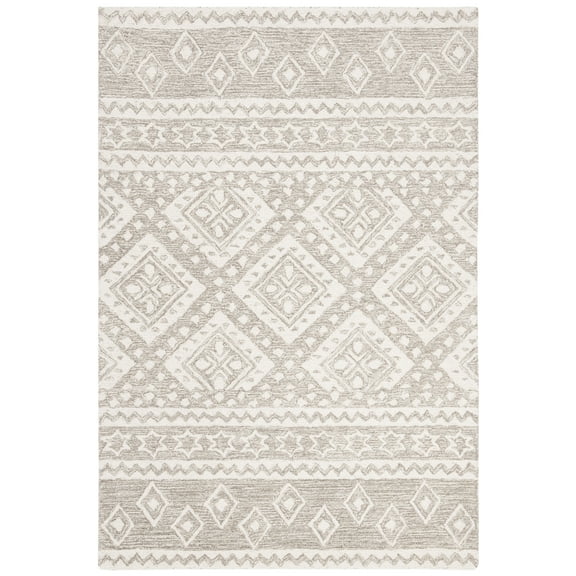 SAFAVIEH Micro-Loop Regis Geometric Area Rug, Dark Grey/Ivory, 2'6" x 4'