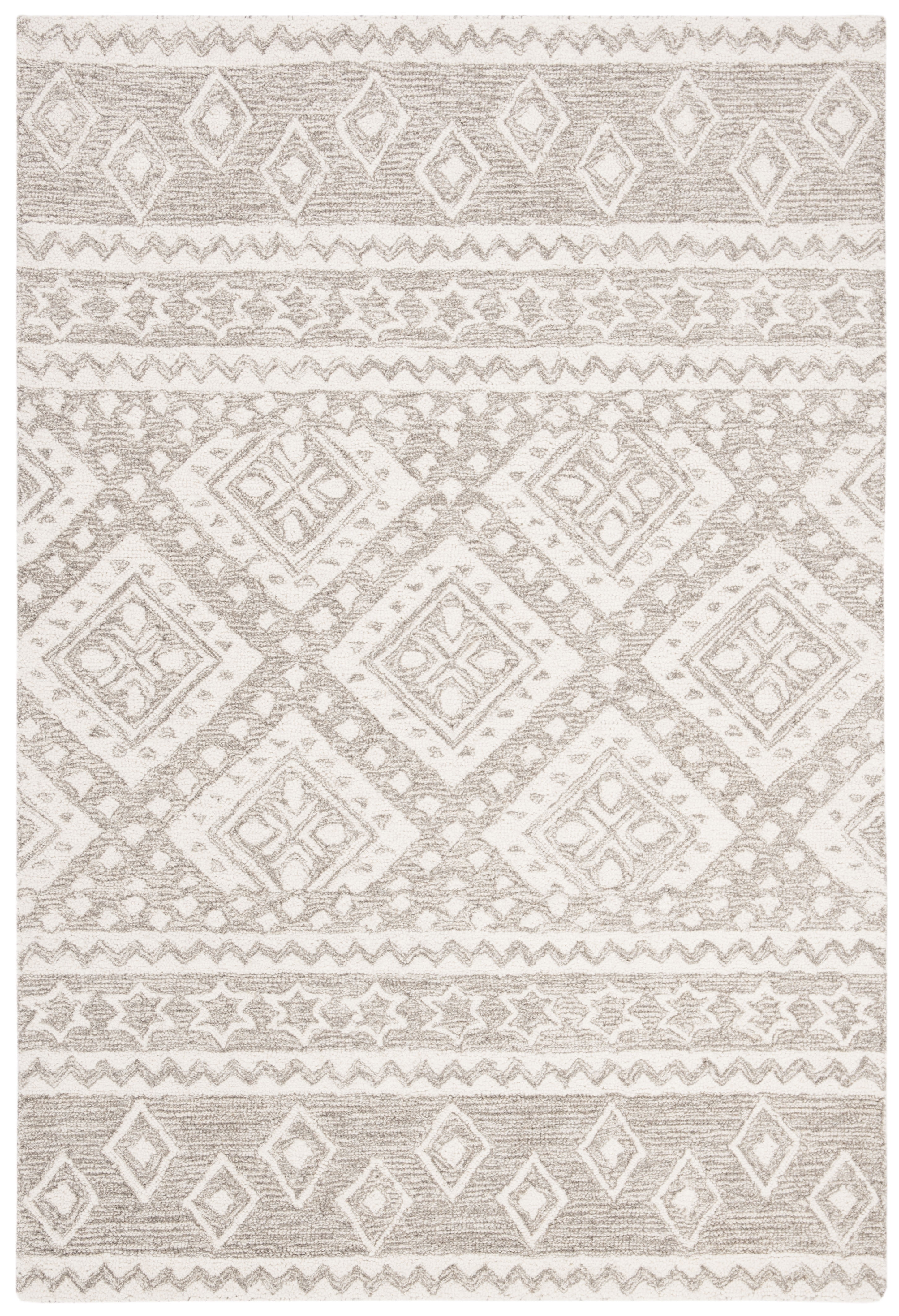 SAFAVIEH Micro-Loop Regis Geometric Area Rug, Dark Grey/Ivory, 3' x 5'