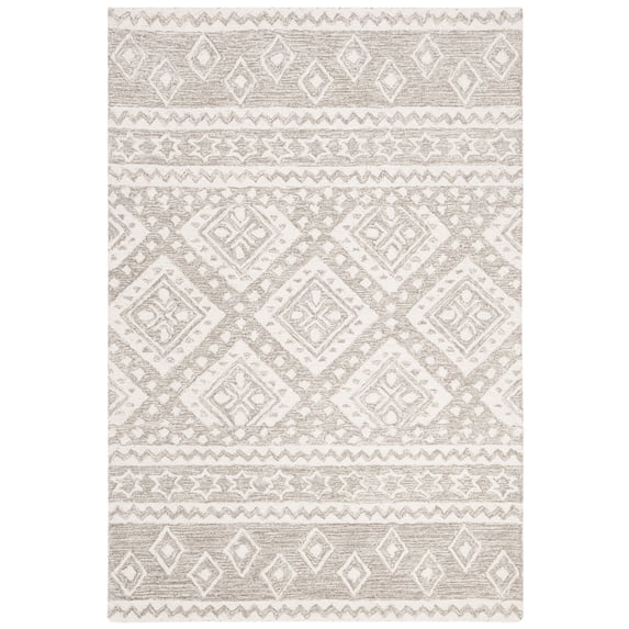 SAFAVIEH Micro-Loop Regis Geometric Area Rug, Dark Grey/Ivory, 3' x 5'