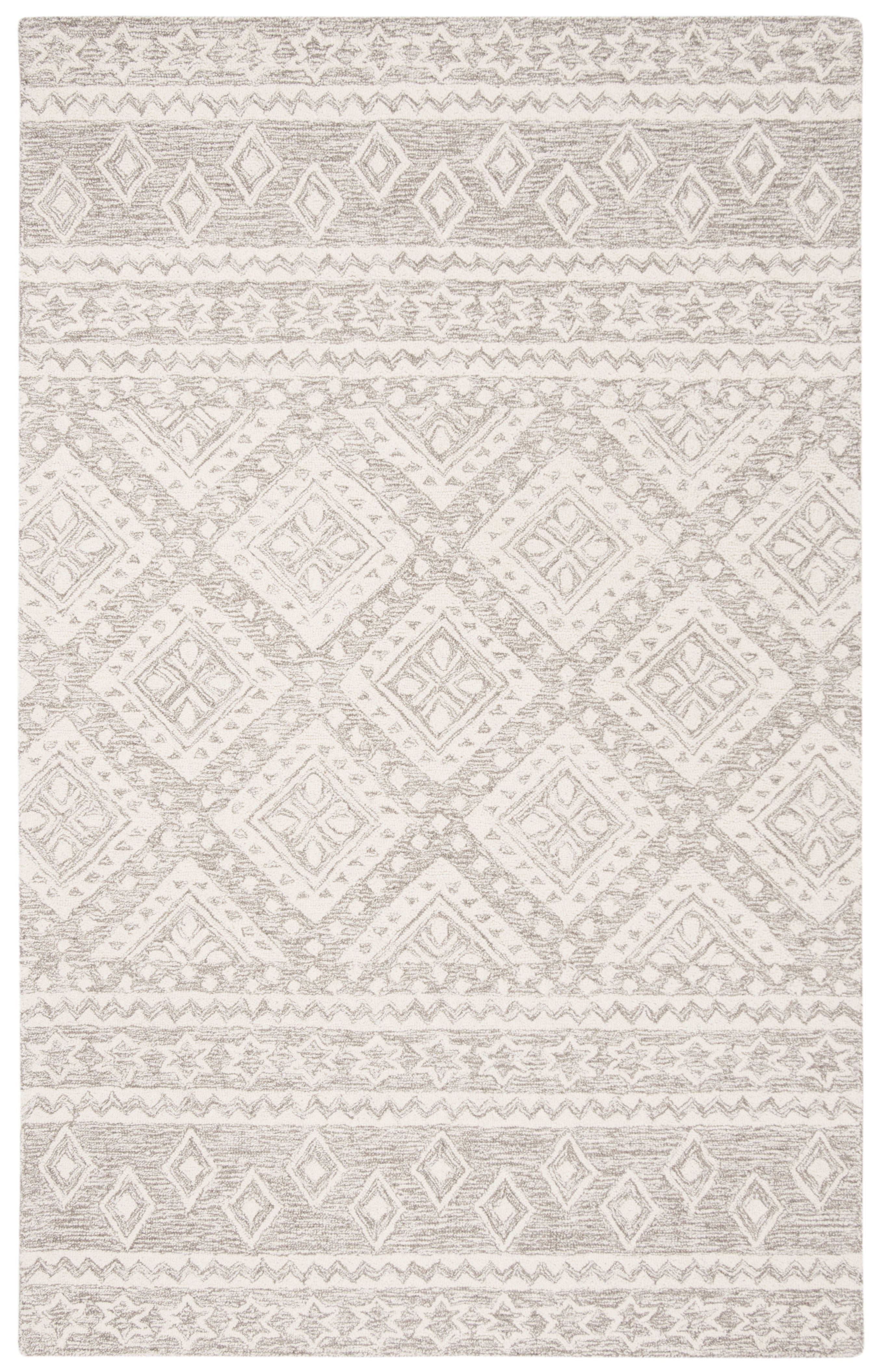 SAFAVIEH Micro-Loop Regis Geometric Area Rug, Dark Grey/Ivory, 6' x 9'