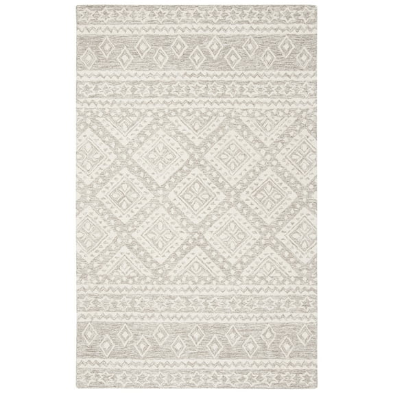 SAFAVIEH Micro-Loop Regis Geometric Area Rug, Dark Grey/Ivory, 6' x 9'