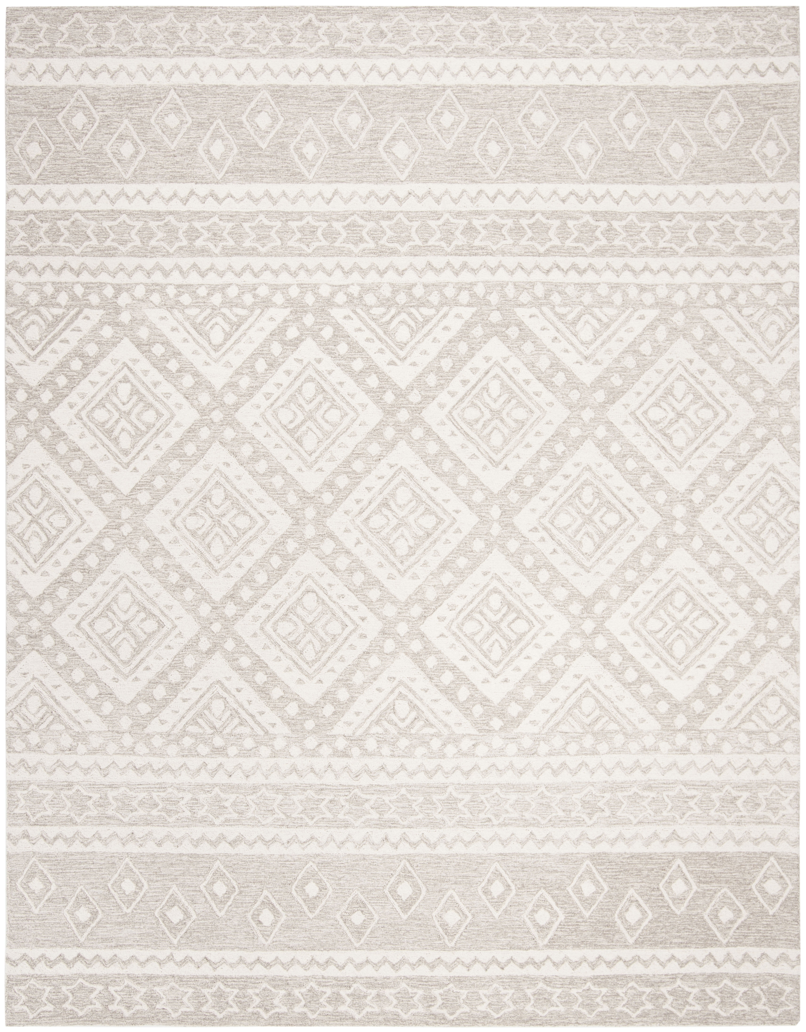 SAFAVIEH Micro-Loop Regis Geometric Aztec Wool Area Rug, Beige/Ivory, 8 ...