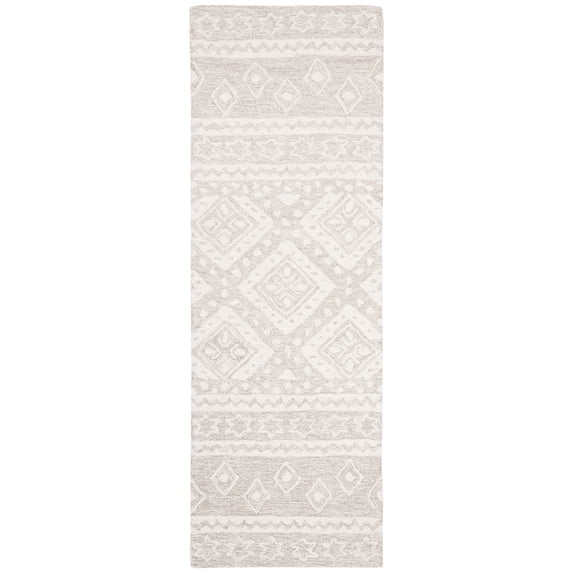 SAFAVIEH Micro-Loop Regis Geometric Runner Rug, Beige/Ivory, 2'3" x 11'