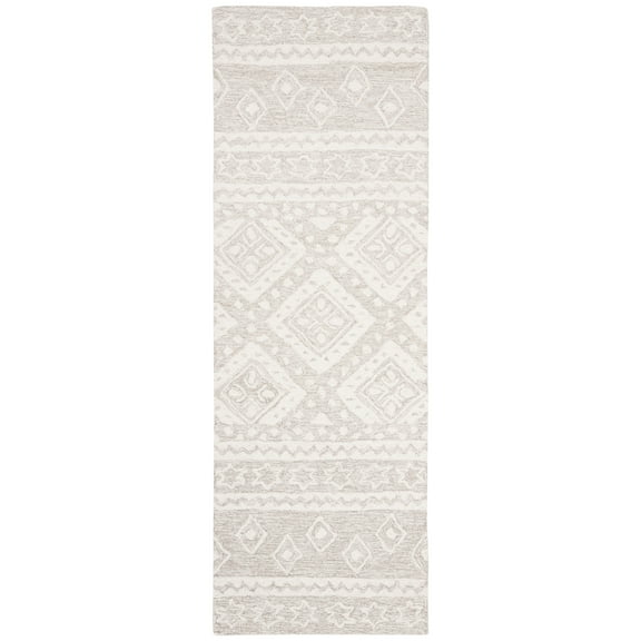 SAFAVIEH Micro-Loop Regis Geometric Runner Rug, Beige/Ivory, 2'3" x 8'