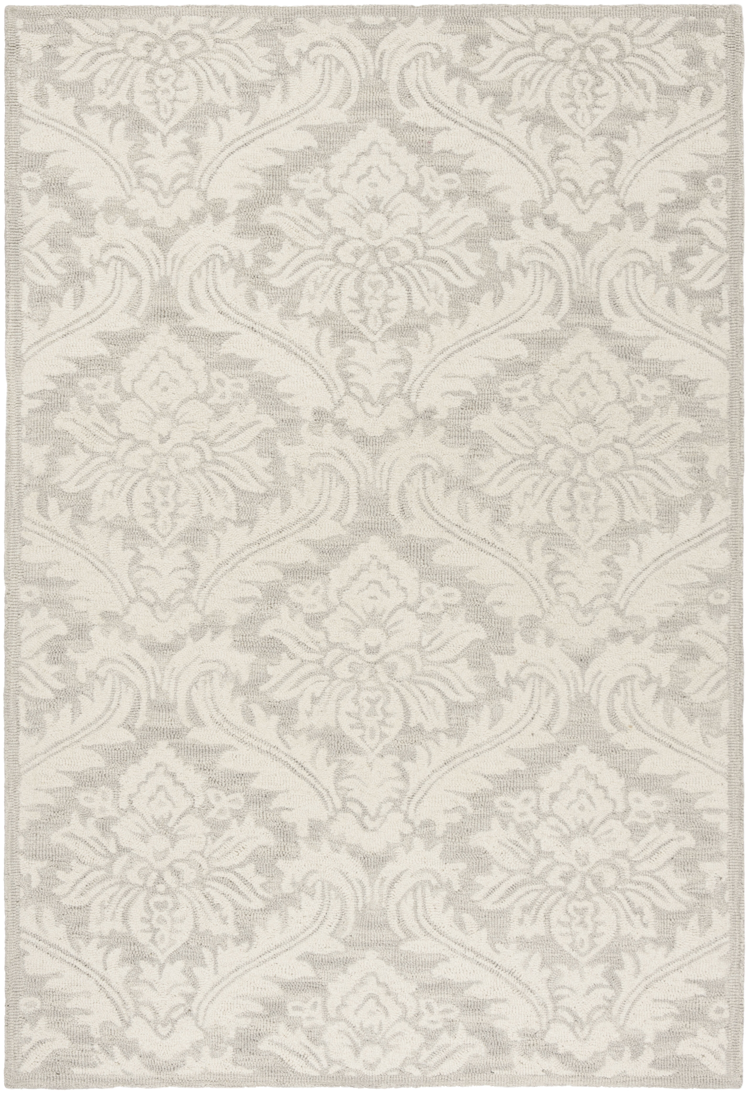 Handmade Tufted Gray Wool Rectangular Rug 30" x 4"