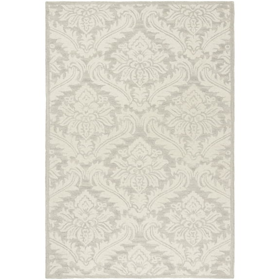 SAFAVIEH Micro-Loop Romain Damask Wool Area Rug, Silver, 2'6" x 4'