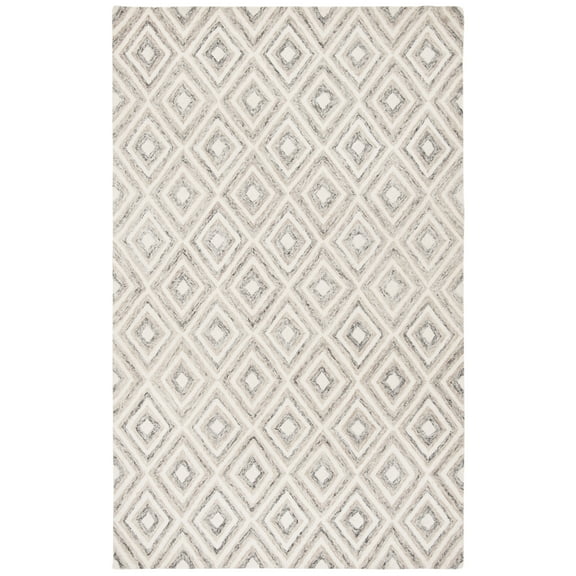 SAFAVIEH Micro-Loop Steve Geometric Wool Area Rug, Grey/Ivory, 8' x 10'