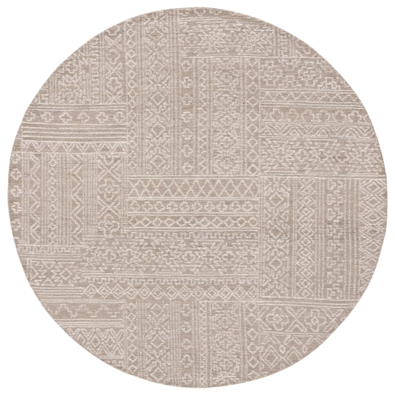 SAFAVIEH Micro-Loop Sylvia Geometric Area Rug, Beige/Ivory, 6' x 6' Round