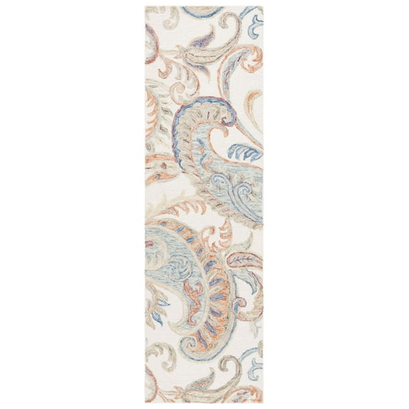 SAFAVIEH Micro-Loop Tendrils Leaves Runner Rug, Ivory/Rust, 2'3" x 8'
