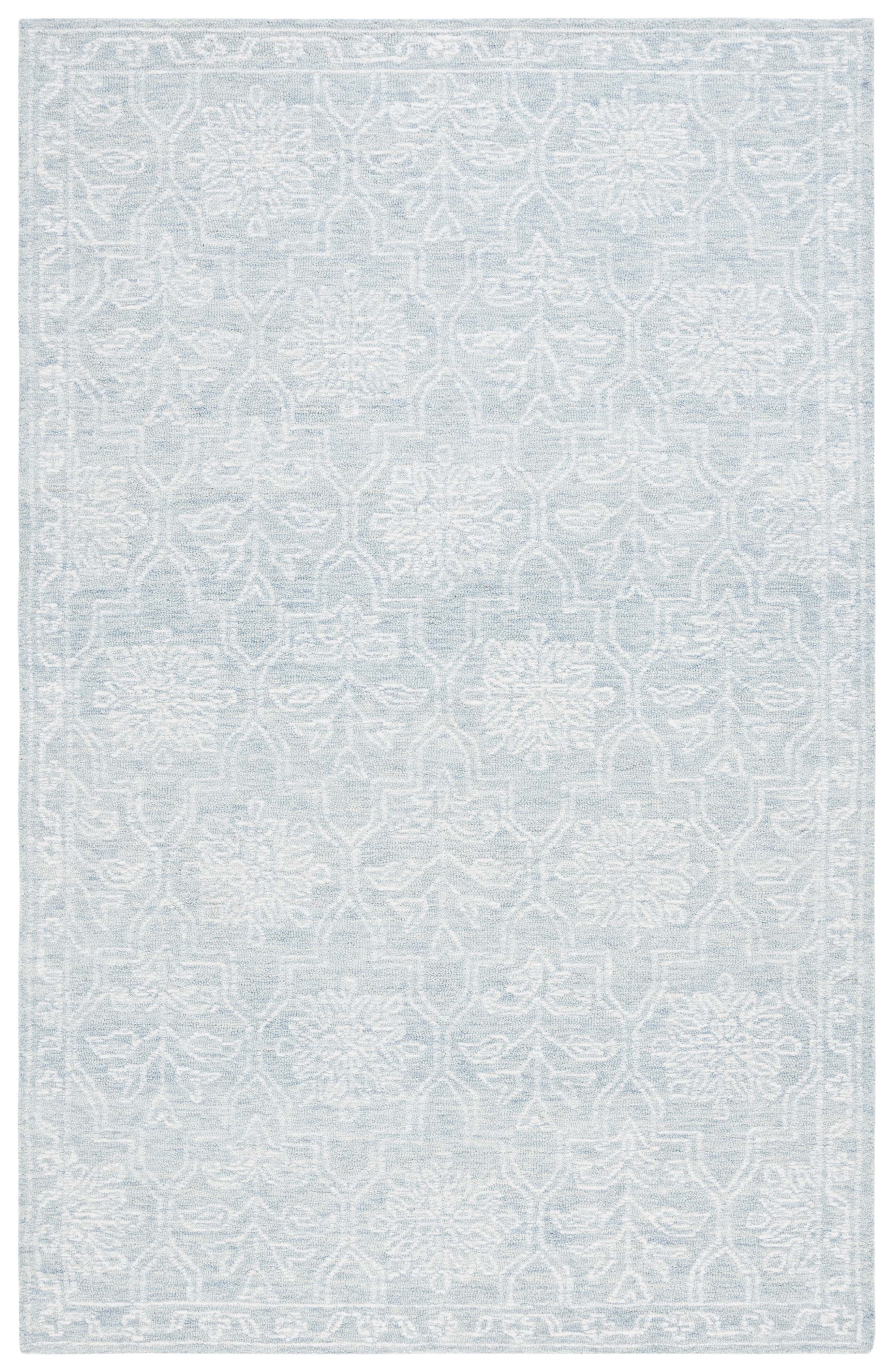 SAFAVIEH Micro-Loop Valery Medallion Area Rug, Light Grey/Ivory, 4' x 6'