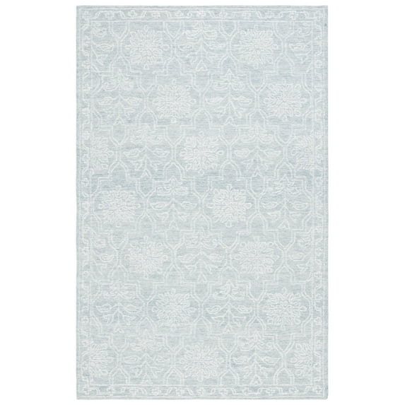 SAFAVIEH Micro-Loop Valery Medallion Area Rug, Light Grey/Ivory, 4' x 6'