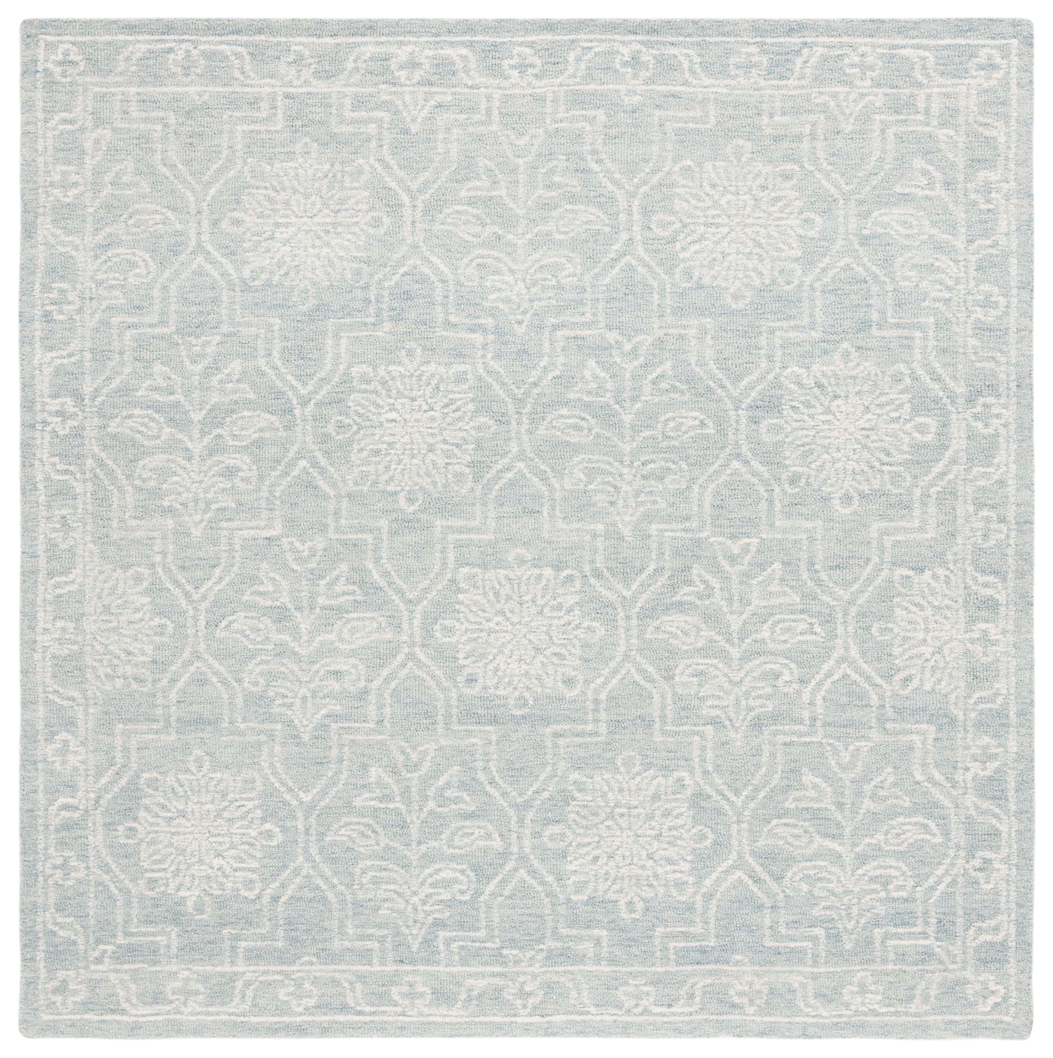 SAFAVIEH Micro-Loop Valery Medallion Area Rug, Light Grey/Ivory, 6' x 6' Square