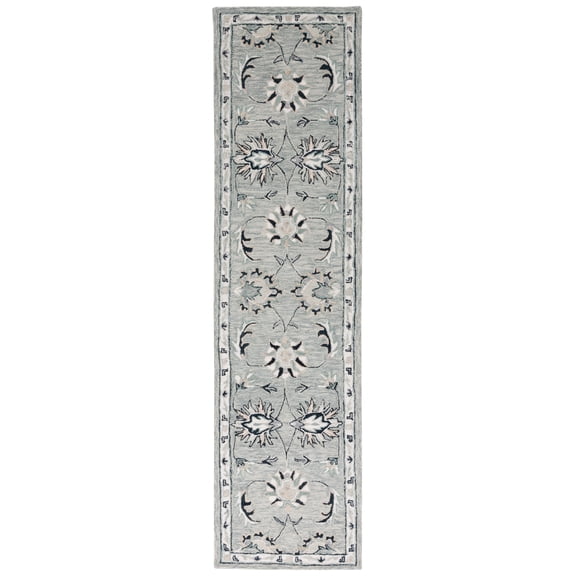 SAFAVIEH Micro-Loop Warwick Medallion Runner Rug, Grey/Ivory, 2'3" x 9'