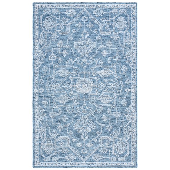 SAFAVIEH Micro-Loop Wesley Medallion Area Rug, Blue/Ivory, 5' x 8'