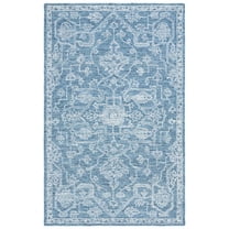 SAFAVIEH Micro-Loop Wesley Medallion Area Rug, Blue/Ivory, 8' x 10'